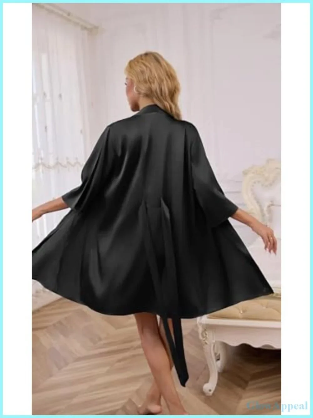 Satin Robe Set Women 2 Piece Silk Pajamas Kimono Nightwear